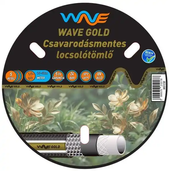 WAVE GOLD 5 rétegű szöveterősítésű csavarodásmentes kerti locsolótömlő, 3/4" 25m (WG3425) (TFA) Legnépszerűbb