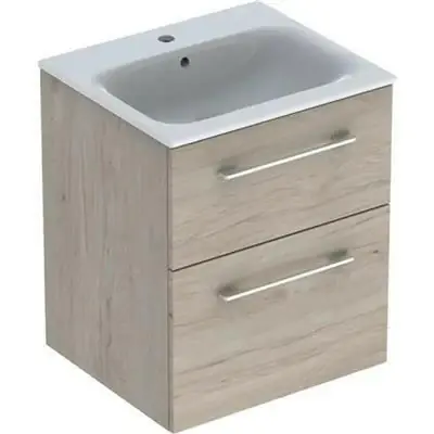 Geberit Selnova Square mosdószekr., keskeny mosdóval, 53.8x50.2, feketedió hickory/Melamin faszerk. (501.235.00.1) Gyors kiszállítás