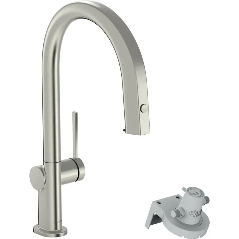Kiárusítás Hansgrohe Aqittura M91 Filtersystem konyhai csaptelep 210, kihúzható kifolyó, 1jet, rozsdamentes acél hatású (76803800)