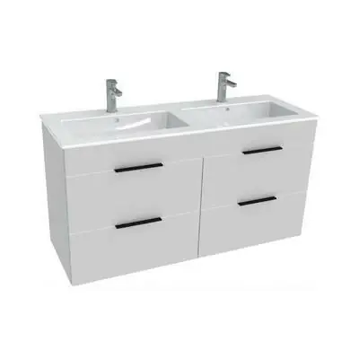 Legkelendőbb Jika Cube 120 alsószekrény dupla mosdóval, 4 fiókkal, selyemfényű fehér, 116x42,2x60,7 cm ( H4536621763001 )