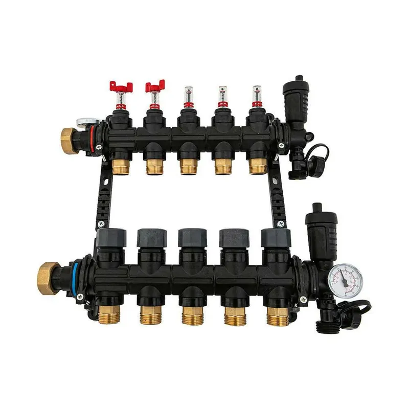 Hakatherm SkyFlow osztó - gyűjtő átfolyásmérő + komplett végelem 4 kör 1" - 3/4" EUROKÓNUSZ műanyag (TT-MFP-10434) Nézd meg most