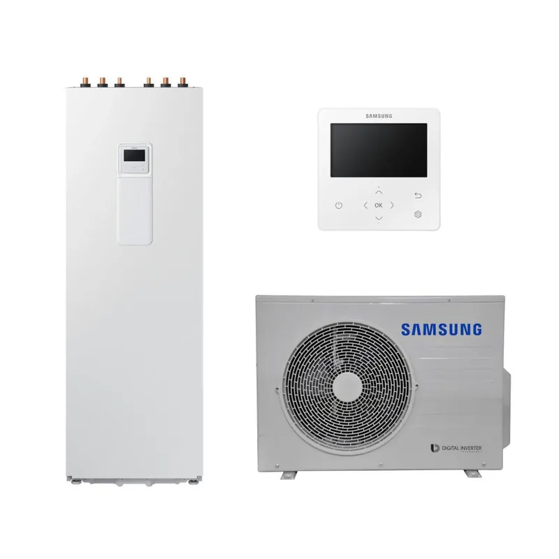 Gyors szállítás Samsung Split ClimateHub R32 hőszivattyú 6 kW + 200l-es tartály + vezetékes szabályzó, 1 fázis (SCH-R32-6-1-1)