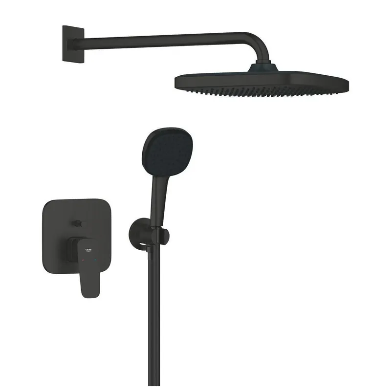 Szuper ajánlat Grohe Cubeo zuhany csaptelep, színkészlet + Tempesta Cube kézi és fejzuhany, matt fekete (1053362430)