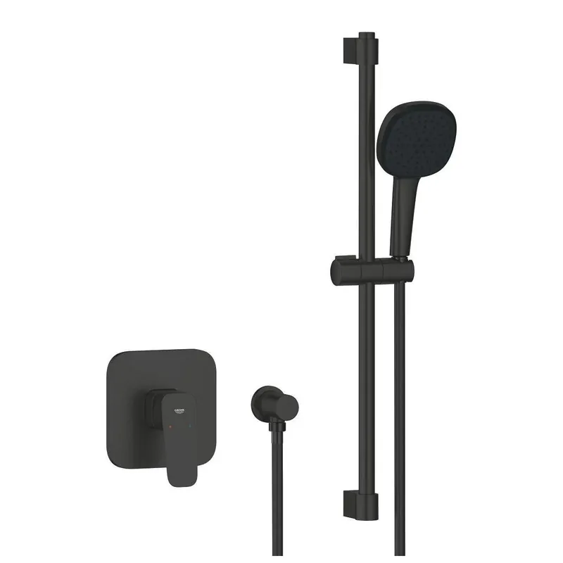 Végkiárusítás Grohe Cubeo zuhany csaptelep, színkészlet + Tempesta Cube 110 zuhanyszett, matt fekete (1053352430)