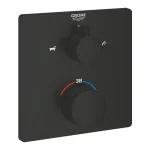 GROHE Grohtherm termosztátos kád keverő 2 kimenethez, beépített elzáró/váltó szeleppel, matt fekete Kedvezmény