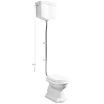 KERASAN Retro álló WC, alsó kifolyású, tartállyal, öblítőmechanikával, ülőke nélkül, fehér/króm Biztonságos fizetés