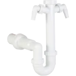 Exkluzív ajánlat Csőszifon 6/4", egymedencés, leeresztőszelep nélkül, 2 mosógép csatlakozóval, Ø50 mm-es elfolyással