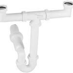 Vedd meg online Kétmedencés csőszifon 6/4", leeresztőszelep nélkül, Ø50 mm-es elfolyással