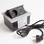 Konnektor felbillenős rejtett elosztó ModulBox mini Alumínium 1x220V + 2xUSB Árcsökkenés