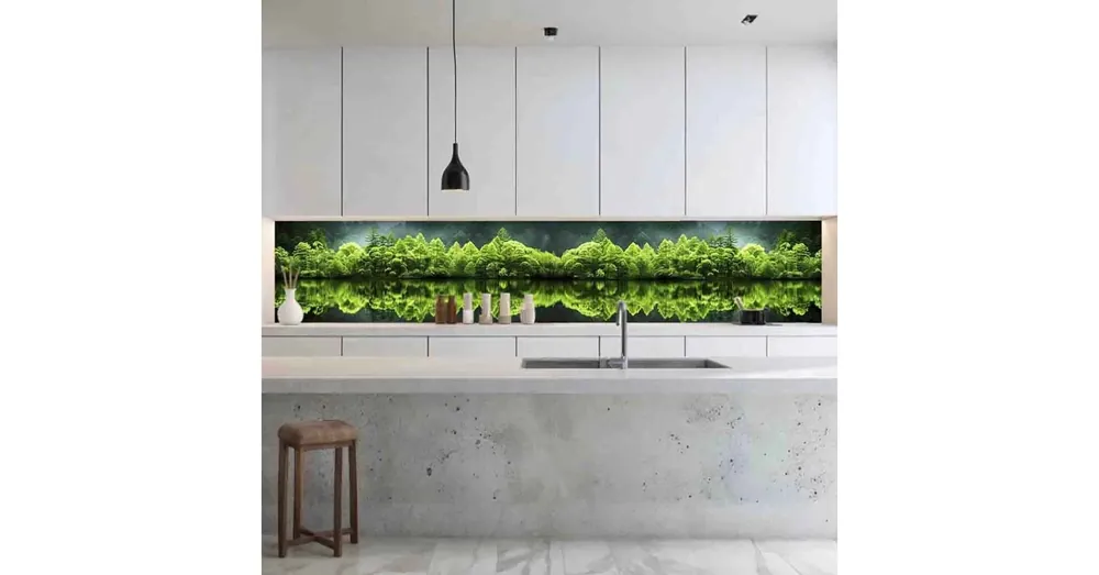Konyhai hátfal Wallplex falburkoló Smaragd Erdő 60x120cm Biztonságos fizetés