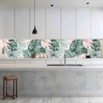 Szezonális akció Konyhai hátfal Wallplex falburkoló Pasztell Pálmalevél 60x120cm