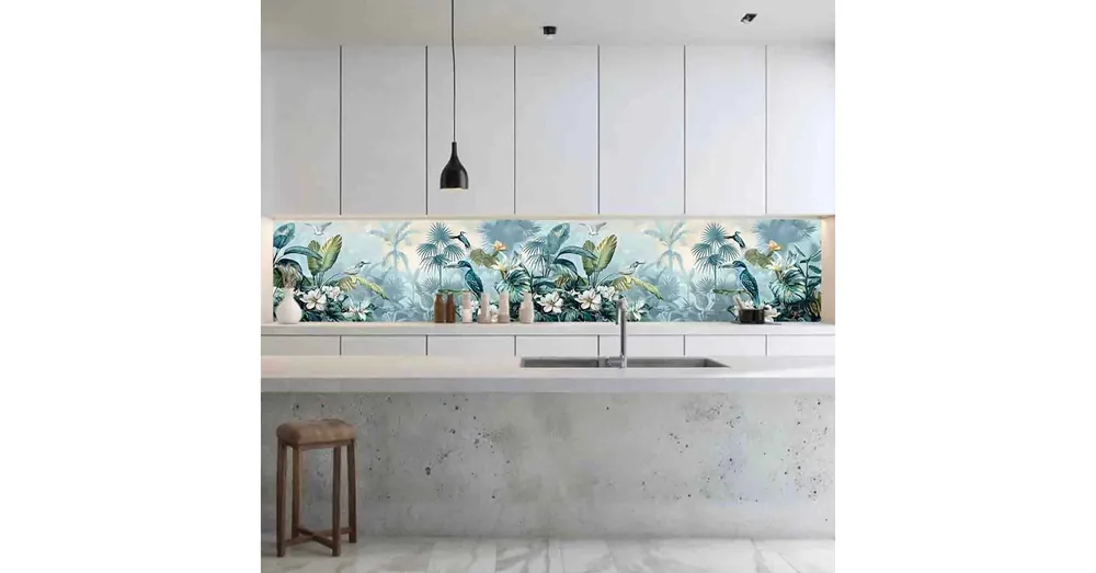Konyhai hátfal Wallplex falburkoló Trópusi Madarak 60x120cm Népszerű