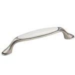 Alacsony ár Bútorfogantyú MARGARITA 128 mm Antik Ezüst/Porcelán Fehér Tulip
