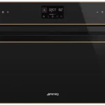 SMEG KOMPAKT KOMBINÁLT MIKROHULLÁMÚ SÜTŐ, Dolce Stil Novo design, Galileo, 45 cm, ES LCD, fekete üveg, réz dísz Kiárusítás