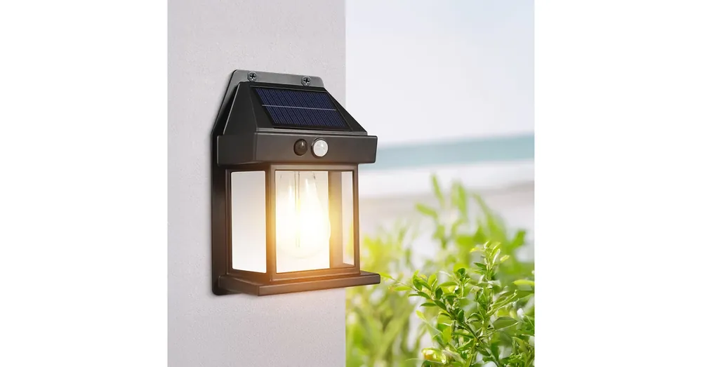 Szolár mozgásérzékelős fali lámpa - 1 filament LED - fekete - 12 x 6 x 17 cm Biztonságos fizetés