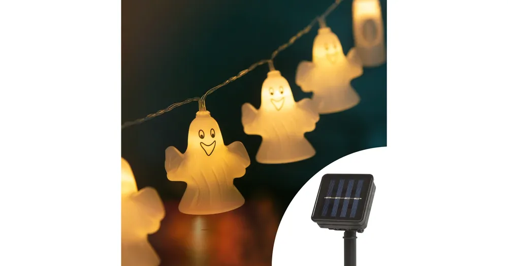 LED szolár fényfüzér - szellem - 10 LED - 1,1 méter - melegfehér Legnépszerűbb