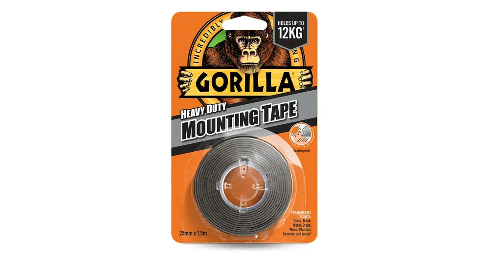 Csak ma Gorilla Heavy Duty Mounting Black Tape Fekete Kétoldalas Ragasztószalag Kültérre is 2,54cm x 1,52m