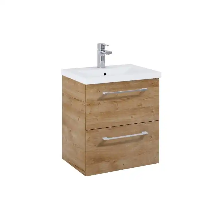 Rendeld meg most Elita Roma Plus Szett Kompakt fürdőszobaszekrény, 2 fiókkal, mosdóval (50 cm), Canela oak színben