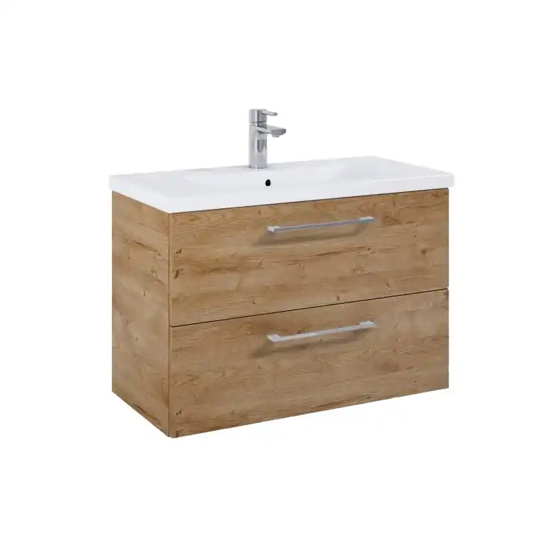 Legjobb ár Elita Roma Plus Szett kompakt fürdőszobaszekrény, 2 fiókkal, mosdóval (80 cm), Canela oak