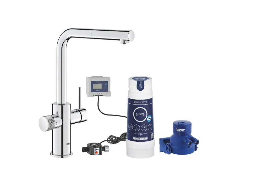 Azonnali szállítás Grohe Blue Pure S mosogató csaptelep kihúzható fejjel és vízszűrővel, 30591000