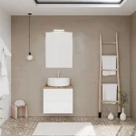 Alacsony ár S-Due, City 60, fürdőszoba bútor pultal 60 cm, tükör 80x60 cm, 2 fiókos, lámpa, fehér