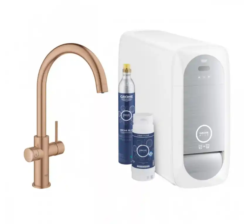 Különleges ajánlat Grohe Blue Home mosogató csaptelep, kezdőkészlet C-kifolyós, matt warm sunset 31455DL1
