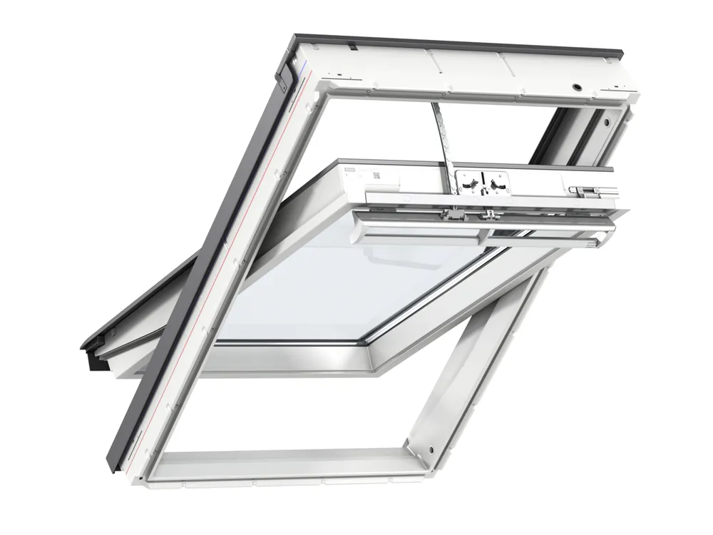 Újdonság Velux, Elektromos tetőtéri ablak, GGU SK10 007021, 2-rétegű üveg, műanyag bevonat fa maggal, 114x160 cm