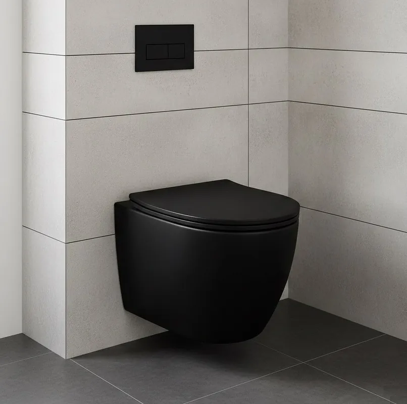 Inspiro Design Marabello, Fali WC, tornádó öblítés, ülőkével, matt fekete, 53.5x36.5x35 cm Biztonságos fizetés