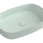 Mosdó, Sapho Infinity Oval 10NF65055-2T, pultra ültethető, csaplyuk nélkül, matt mentol, 55 cm Korlátozott ajánlat