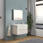 S-Due, Easy fürdőszoba bútor 80 cm, tükör 80x60 cm, világítás, szürkés tölgy, 81x117x46 cm EASY80/RG Outlet