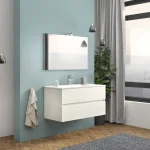 Olcsó S-Due, Easy fürdőszoba bútor 100 cm, tükör 80x60 cm,LED világítás, fehér tölgy, 101x117x46 EASY100/RB