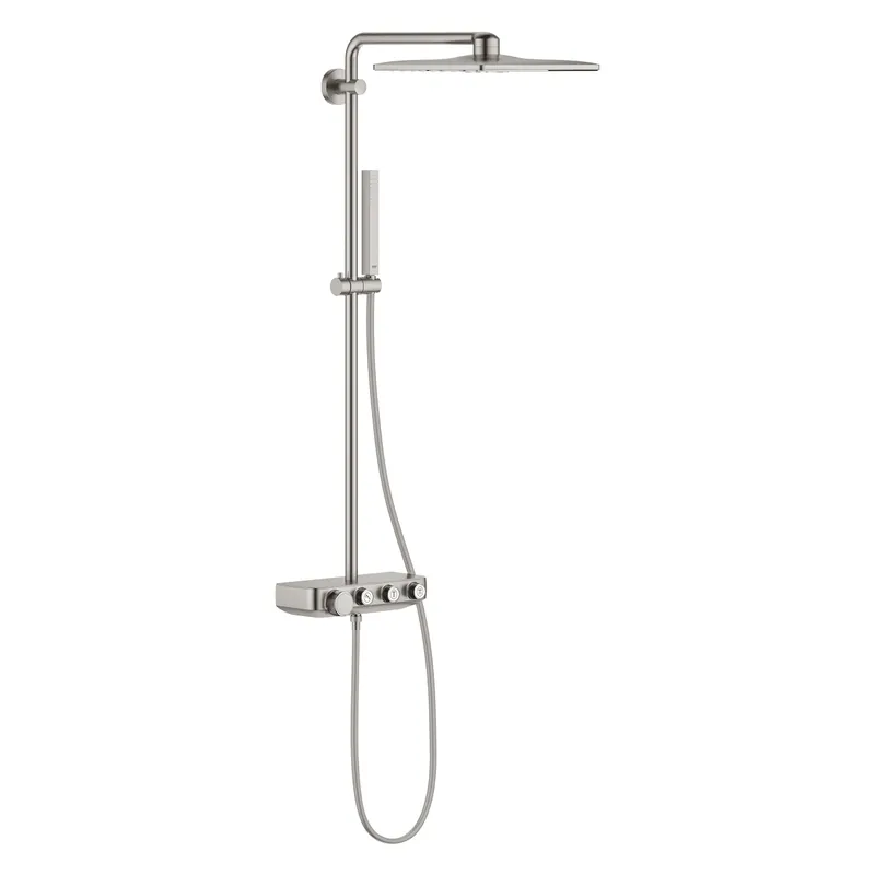 Grohe, Euphoria SmartControl 310 Termosztátos zuhanyrendszer Rainshower SmartActive 310 Cube fejzuhany, supersteel 26508DC0 Kiárusítás
