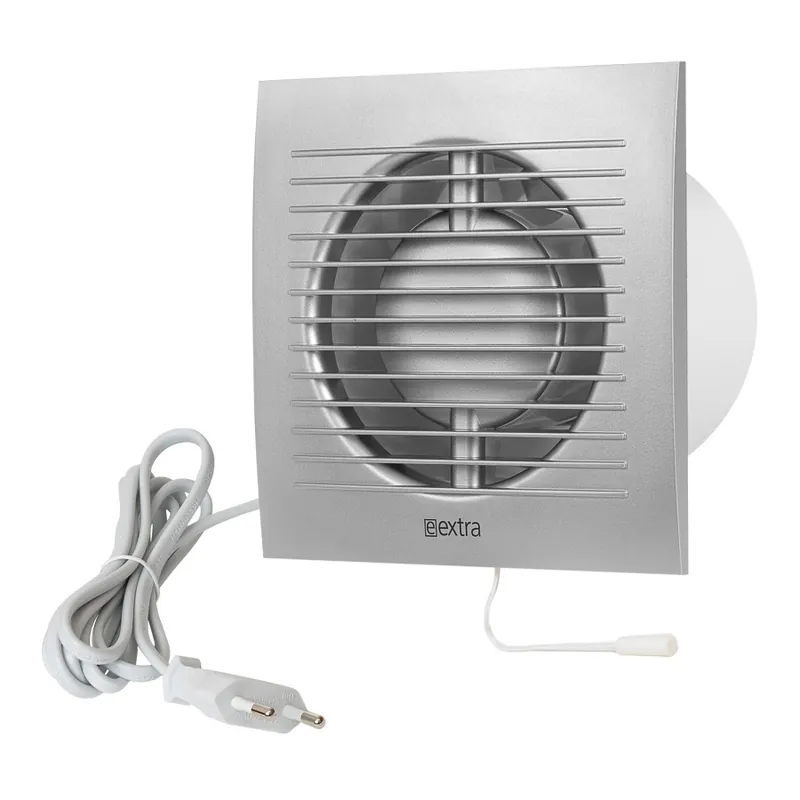 E-EXTRA Elszívó ventilátor EE100WPS, ezüst, vezeték/kapcsoló, NA100mm, 100m3/h, négyzet alakú Expressz kézbesítés