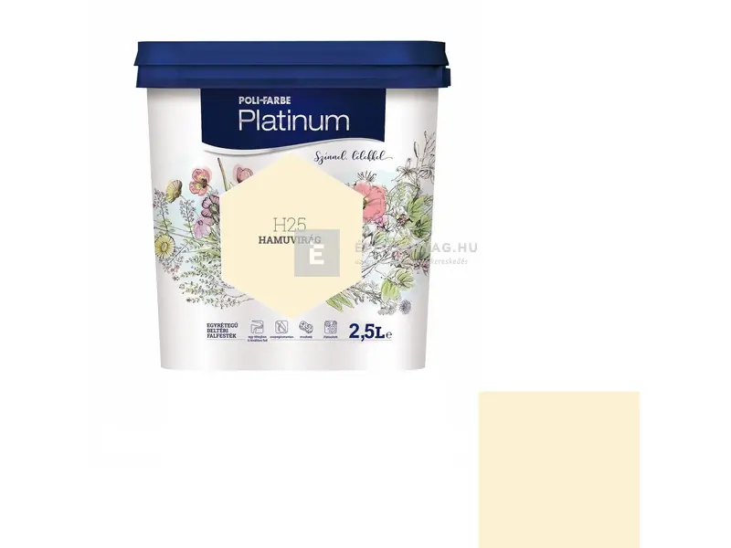 Alacsony ár Poli-Farbe Platinum beltéri falfesték H25 hamuvirág 2,5 l