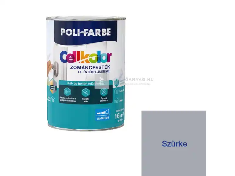 Poli-Farbe Cellkolor selyemfényű zománcfesték szürke 0,8 l Bestseller