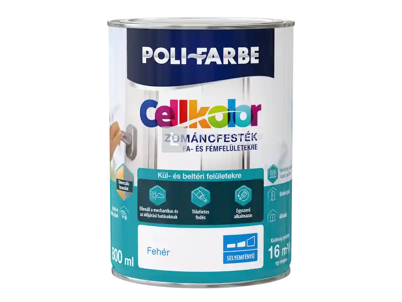 Poli-Farbe Cellkolor selyemfényű zománcfesték fehér 5 l Szuper ajánlat