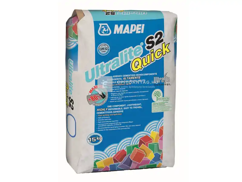 Ne maradj le Mapei Ultralite S2 Quick kerámiaburkolat-ragasztó C2FE S2 szürke 15 kg