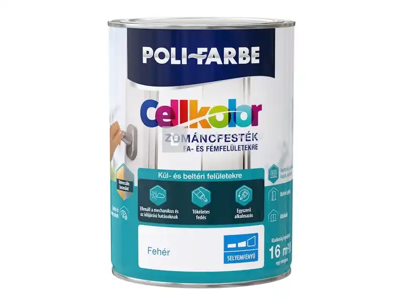 Árcsökkenés Poli-Farbe Cellkolor selyemfényű zománcfesték fehér 0,4 l