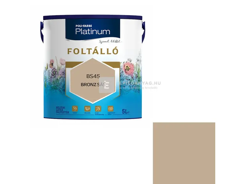 Poli-Farbe Platinum Foltálló beltéri falfesték BS45 bronz sás 5 l Árengedmény