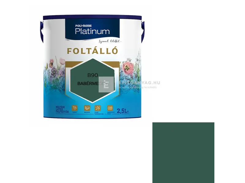 Poli-Farbe Platinum Foltálló beltéri falfesték B90 babérmeggy 2,5 l Vásárlói kedvenc