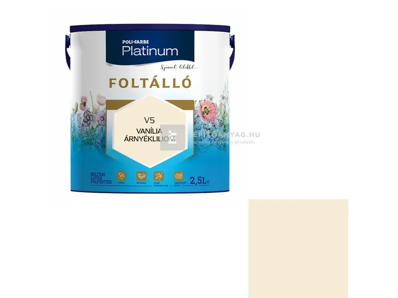 Ajánlat Poli-Farbe Platinum Foltálló beltéri falfesték V5 vanília árnyékliliom 2,5 l