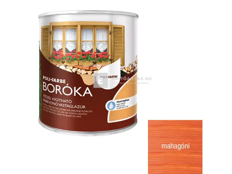Poli-Farbe Boróka vízzel hígítható vastaglazúr mahagóni 0,75 l Prémium