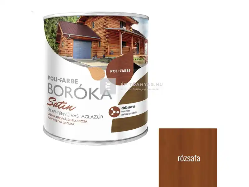 Olcsóbb Poli-Farbe Boróka Satin oldószeres, selyemfényű vastaglazúr rózsafa 0,75 l