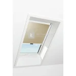 Árengedmény Roto Designo ZRE R4/R7 74x140 cm, sötét-bézs fényszűrő roló, fehér profilokkal