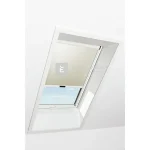 Különleges ajánlat Roto Designo ZRE R6/R8 74x118 cm, bézs fényszűrő roló, fehér profilokkal