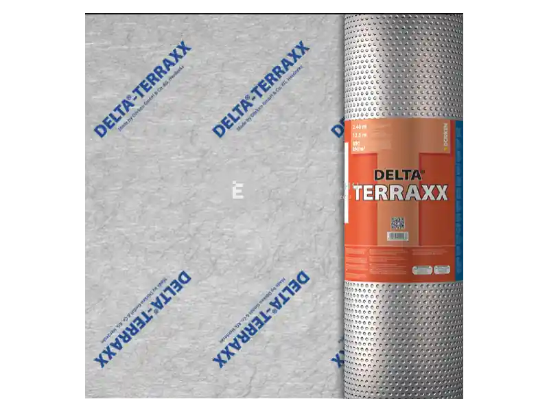 Azonnali szállítás Dörken Delta-Terraxx geotextíliával kasírozott felületszivárgó lemez, ragasztósávval 2,4x12,5 m