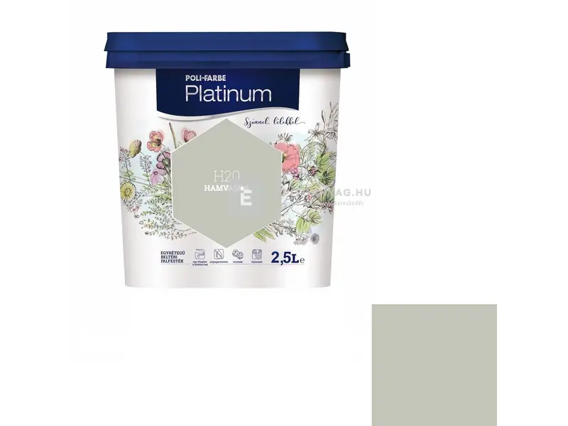 Poli-Farbe Platinum beltéri falfesték H20 hamvaska 2,5 l Outlet