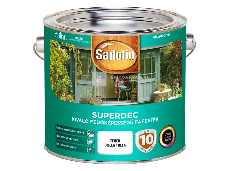 Sadolin Superdec vizesbázisú fafesték selyemfényű fehér 2,5 l Vedd meg online