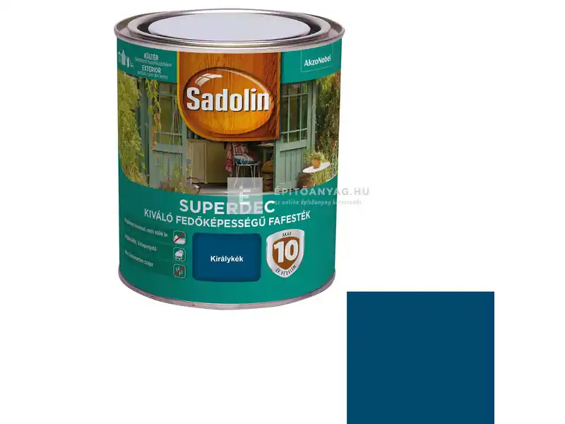 Akciós ár Sadolin Superdec vizesbázisú fafesték selyemfényű királykék 0,75 l