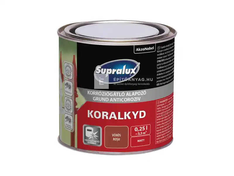 Supralux Koralkyd korróziógátló alapozó vörös 0,25 l Kiárusítás